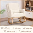 thumbnail image 5 of Modern Rocking Chair, Rocking Chair Nursery with 1 Lumbar Pillow and 2 Side Pockets, Soft Padded Nursery Rocking Chairs for Indoor Living Room Bedroom, Beige, 5 of 9