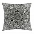 thumbnail image 1 of India Throw Pillow Cushion Cover, Mandala Inspired Ethnic Artwork Hand Drawn Indian Paisley Pattern Boho Native, Decorative Square Accent Pillow Case, 16 X 16 Inches, Black and White, by Ambesonne, 1 of 1