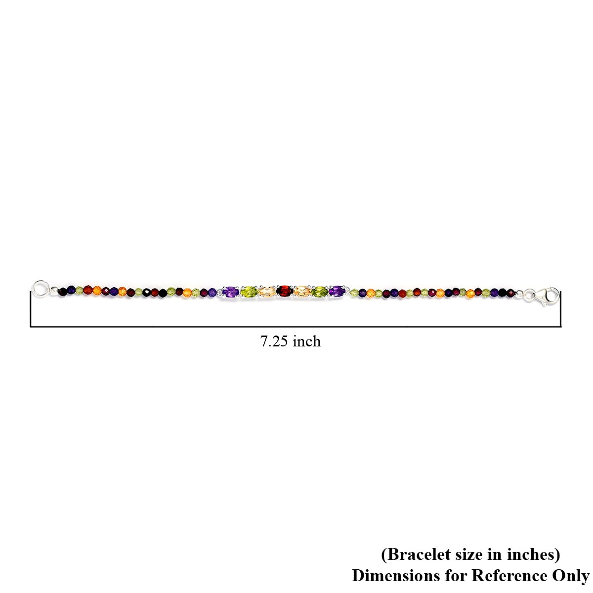 Colorful Bracelet in Sterling Silver - Multicolor Gemstone Bracelets for Women -  Birthstone Jewelry Birthday Christmas Gifts Size - 7.25 Inches