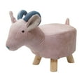 thumbnail image 3 of Animal Footstool Footrest Ottoman Cute Cartoon Wood Sofa Tea Stool Ottoman for Guest Room, Porch, Entryway, Living Room, Indoor Outdoor pink sheep, 3 of 9