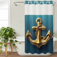 thumbnail image 3 of Yellow Anchor No Hook Shower Curtain Waterproof, Bathroom Curtains with Snap in Liners and See Through Top Window, Coastal Nautical Anchor Turquoise Hotel Style Bathtub Curtains Shower 36"Wx72"L, 3 of 8