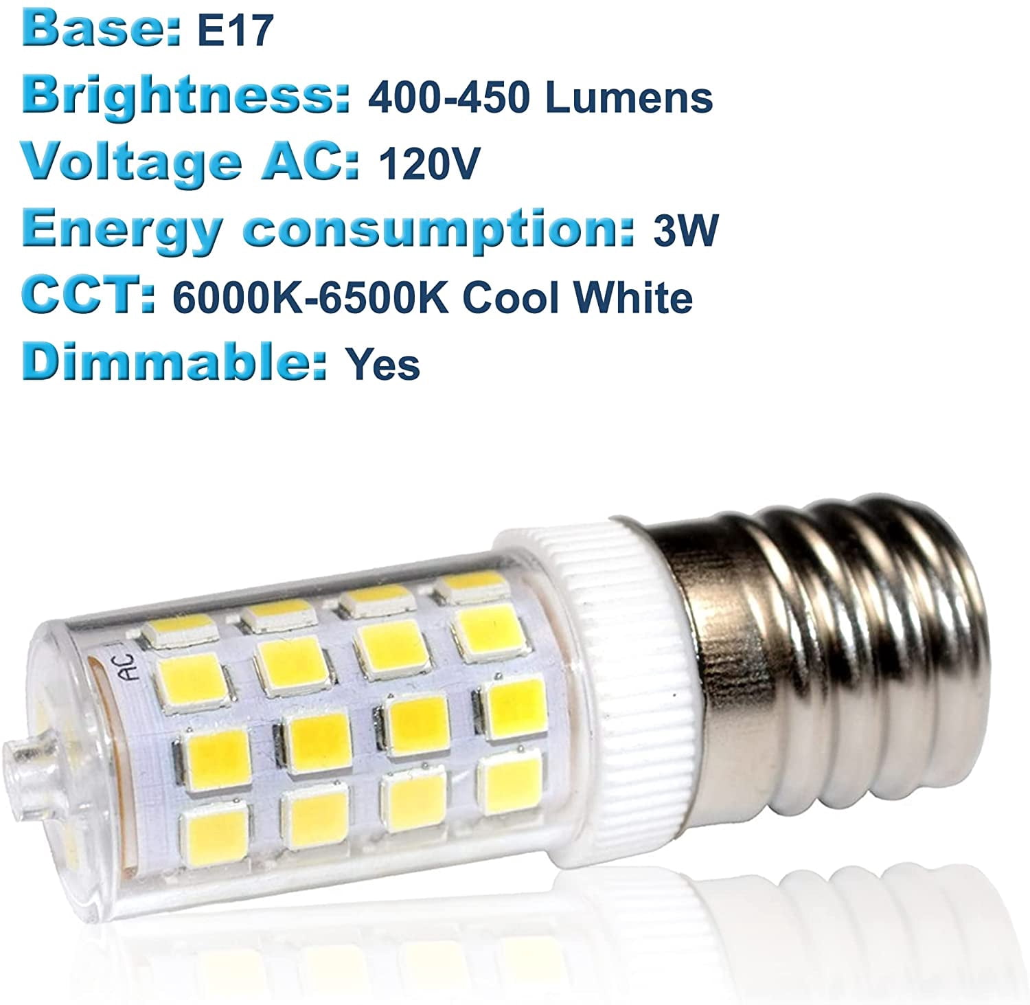 HQRP 2-Pack 110V E17 Dimmable LED Light Bulb Cool White for Whirlpool 8206232A Light Bulb Replacement fits Maytag