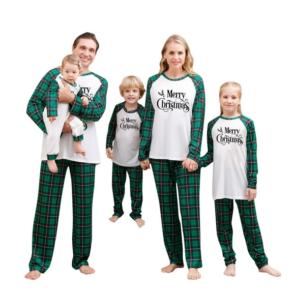 Odeerbi Matching Family Christmas Pajamas Sets Parent-Child Xmas Jammies Set Printed Warm Home Wear Two-piece Set Loungewear Sleepwear for Mom