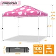 thumbnail image 3 of EAGLE PEAK 10 x 10 ft Pop Up Canopy Tent Instant Outdoor Canopy Straight Leg Shelter with Adjustable Height and Wheeled Carrying Bag(Pink Mushroom), 3 of 10
