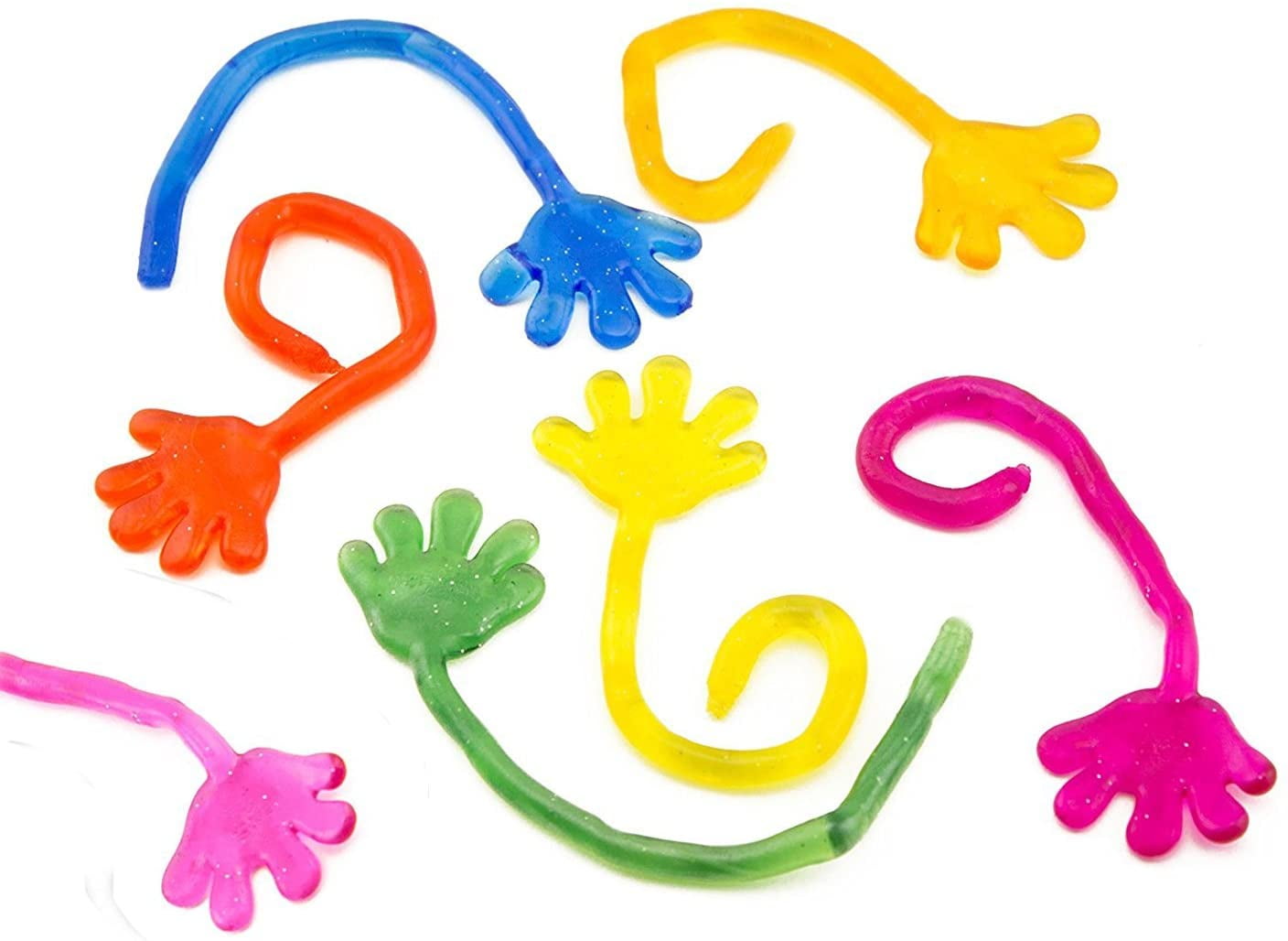 10pcs Novelty Vinyl Sticky Hands For Kids Glittery Fun Color