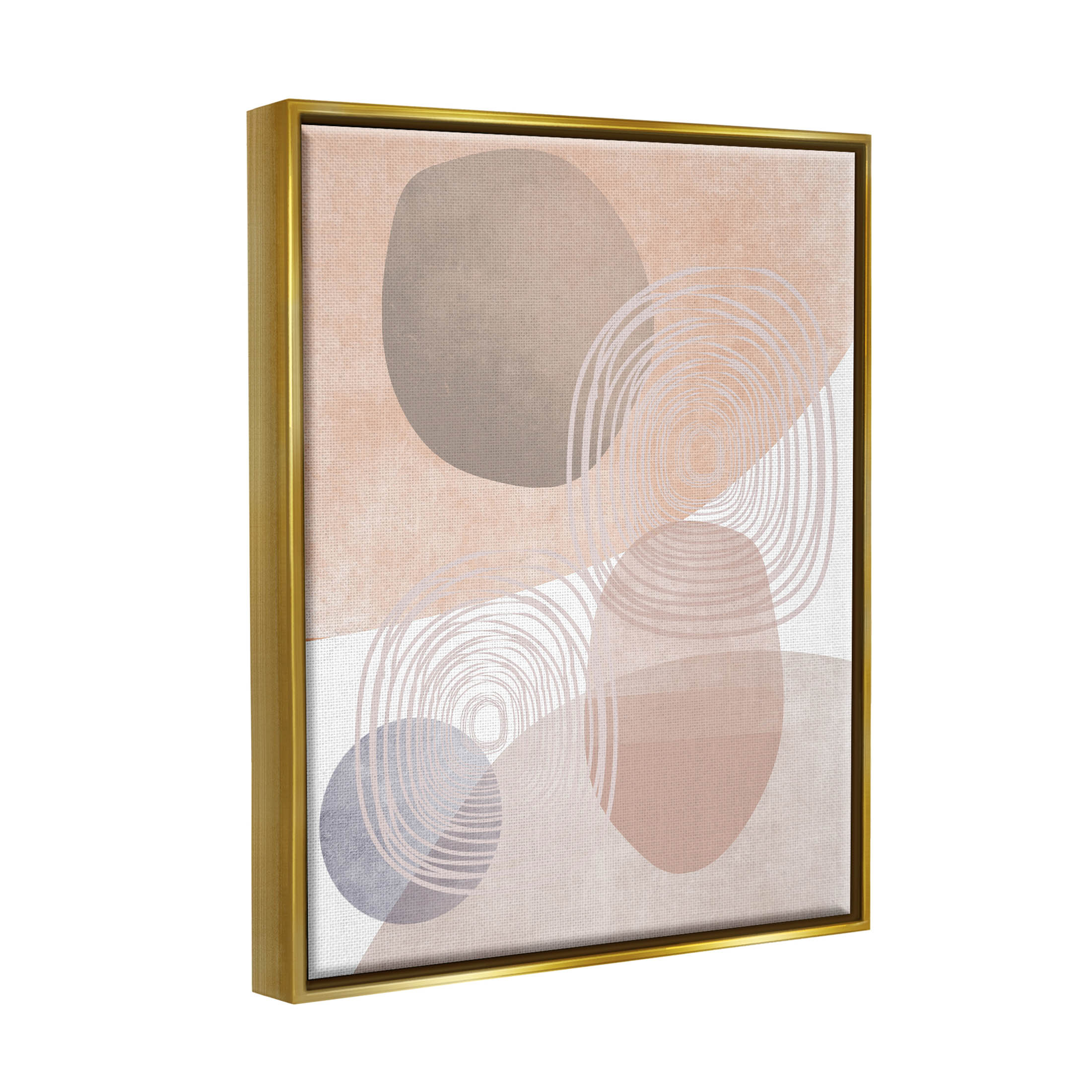 Spiraled Pastel Round Shapes Abstract Graphic Art Metallic Gold Framed Art Print Wall Art