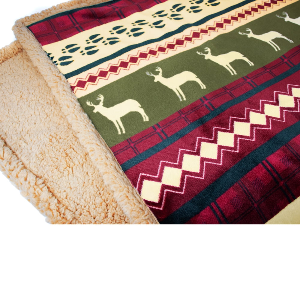 PAVILIA Christmas Sherpa Blanket Throw Queen Bed| Red Flannel Fleece Christmas Decoration Blanket| Plush, Warm, Soft Cozy Reversible Winter Holiday Blanket| Christmas Gift  90x90
