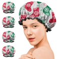 thumbnail image 7 of Shower Caps,Christmas Stocking Pattern Waterproof Shower Cap for Women 4 Pieces,Double Reusable Hair Cover for Shower PEVA Elastic Stretch Hem, 7 of 7