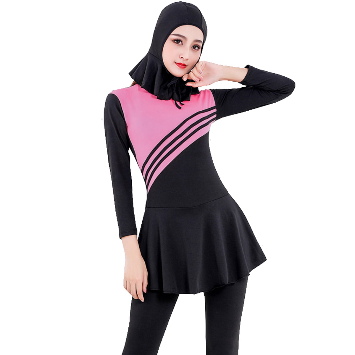 New Modesty Muslim Swimwear Swimsuit Islamic Hijab Beachwear Swimming Black