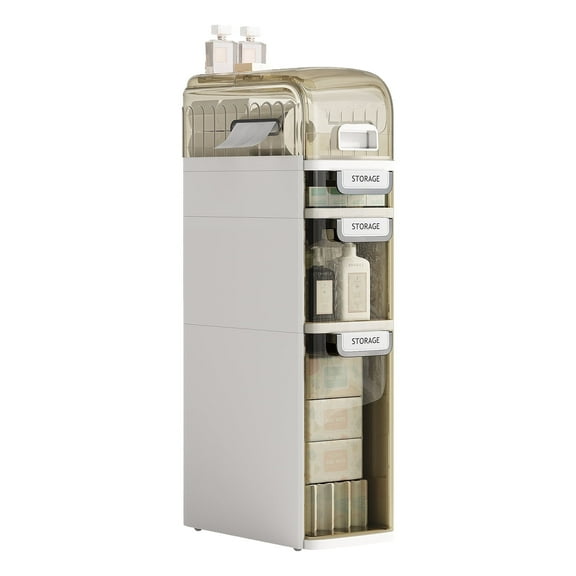 IDEALSOUL Bathroom Storage,3-Tiers Slim Waterproof Narrow Storage Cabinet,Storage Floor Cabinet with Drawers for Small Spaces