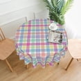 thumbnail image 3 of Easter Checkered Round Tablecloth 70 Inch Colorful Buffalo Plaid Round Table Cloth Gingham Spring Holiday Table Covers Polyester Indoor Outdoor Tablecloths for Kitchen Dining Picnic Party, 3 of 5
