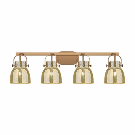 423-4W-BB-G412-6ME Innovations Lighting Pilaster II Bell - 4 Light Bath Vanity-10.13 Inch Tall and 36.5 Inch Wide-Brushed Brass Finish-Mercury Glass
