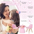 thumbnail image 6 of Resenkos Wooden Kids Activity Table and Chairs Set with Padded Seat-Pink, Small Folding Table for Arts & Crafts, Snack Time, Homeschooling, Homework, 6 of 9