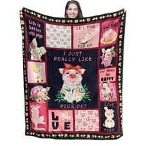 Woodiggie Thanksgiving and Christmas Pigs Micro Flannel Throw, 40 in x 50 in