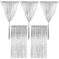HOMEMAXS Silver Plastic Fringe Curtain for Metallic Tinsel Backdrop 2 Pieces