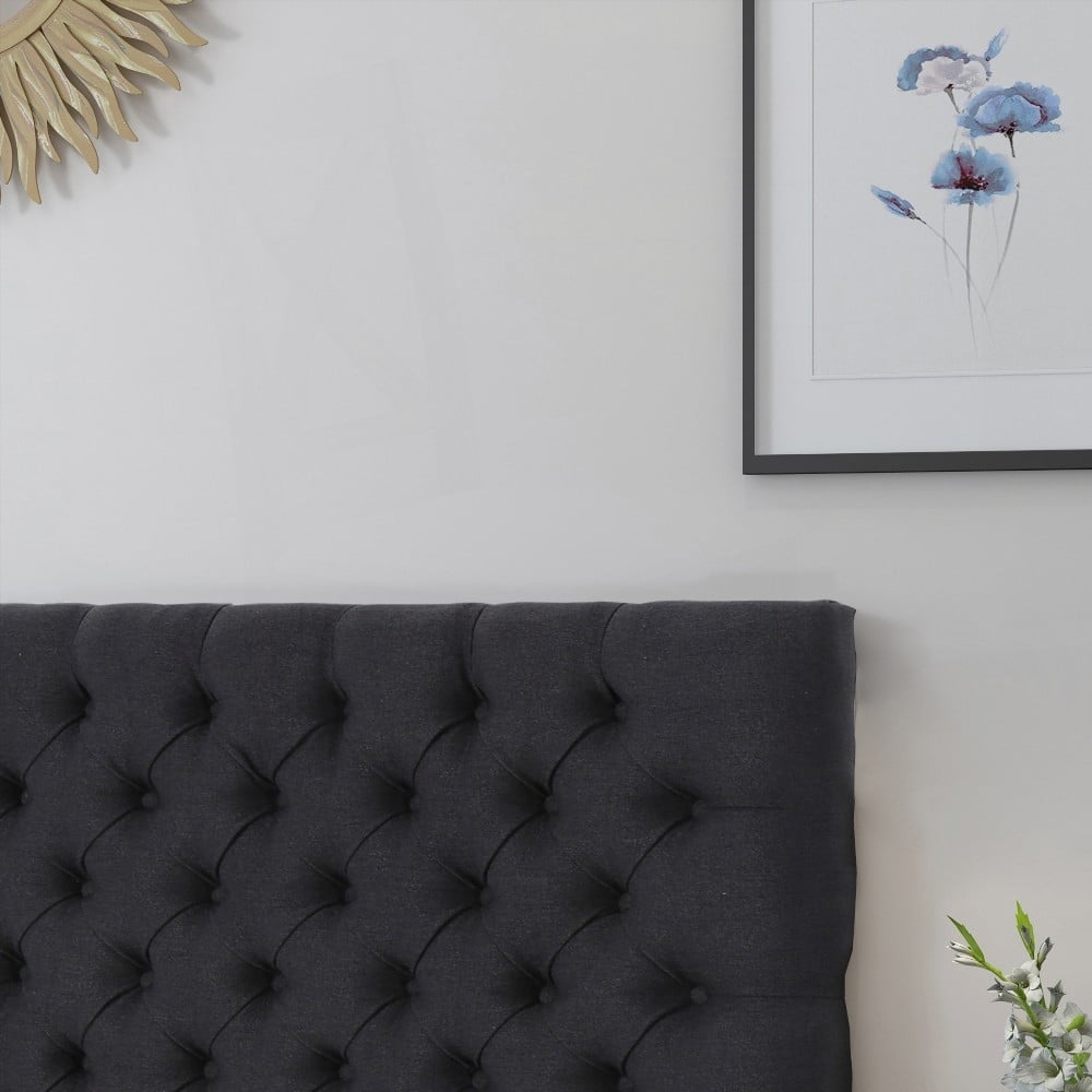 Tufted Modern Queen Size Bed Headboard, Adjustable Solid Wood with Durable Metal Legs in Bedroom Interior