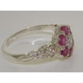 thumbnail image 4 of LBG 10k White Gold Natural Diamond & Ruby Womens Vintage Daisy Ring - Sizes 4 to 12 Available, 4 of 5