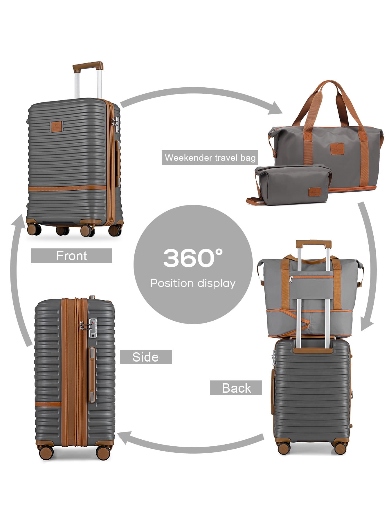 Joyway 20" Expandable Carry-on Luggage suicase with Spinner Wheels，Hardside 3PCS Set with TSA Lock