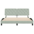 thumbnail image 3 of vidaXL Bed Frame with Headboard Light Grey 152x203 cm Velvet, 3 of 5