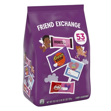 Hershey Assorted Flavored Snack Size Valentine's Day Candy, Bag 26.1 oz, 53 Pieces