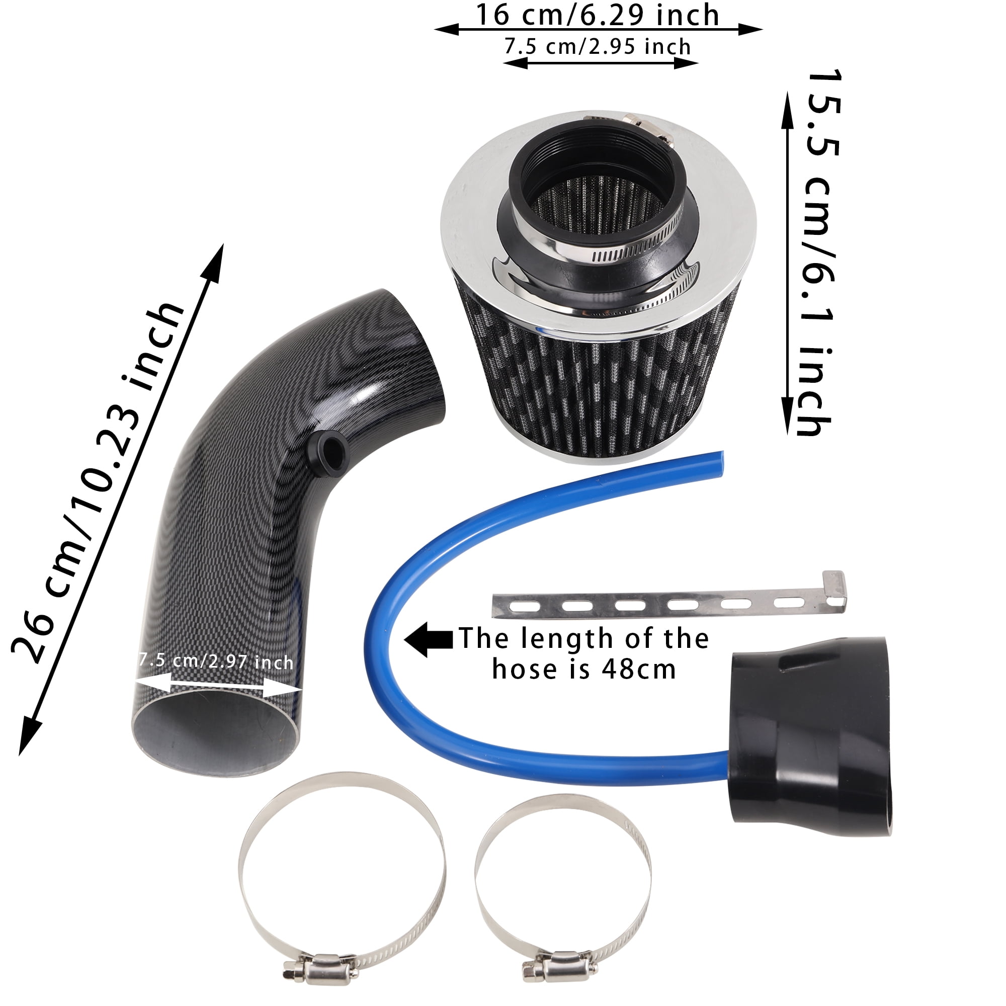 Universal Cold Air Intake Pipe Kit, Automotive Replacement Air Intake System Flow Hose Pipe for Vehicle