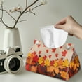 thumbnail image 2 of SEANATIVE Thanksgiving Tissue Box Cover Rectangular PU Leather Tissue Box Holder Fall Maple Leaves Tissue Cover Organizer for Bathroom, Kitchen, Bedroom, Office Desk, Nightstand, 2 of 7