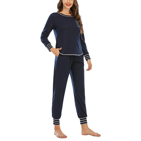 2pcs Womens Pajamas Set Pullover Sport Lounge Wear Long Sleeve Top Long ...