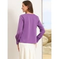 thumbnail image 3 of DARING DIVA Women's Elegant Cowl Neck Office Satin Blouse XS Purple, 3 of 6