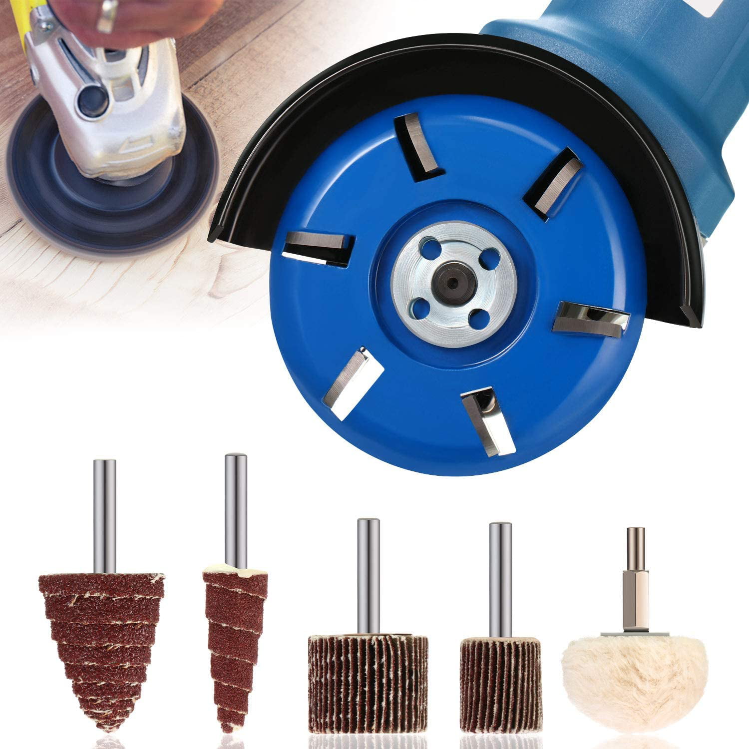 1pc 6 Teeth Wood Carving Disc Milling Cutter Attachment Tools For Angle Grinder 