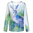 thumbnail image 5 of Hauts d'Été pour Femmes Impression Animale Col Rond Manches Longues Blouse Décontractée Blouses d'Été pour Femmes en Solde, 5 of 5