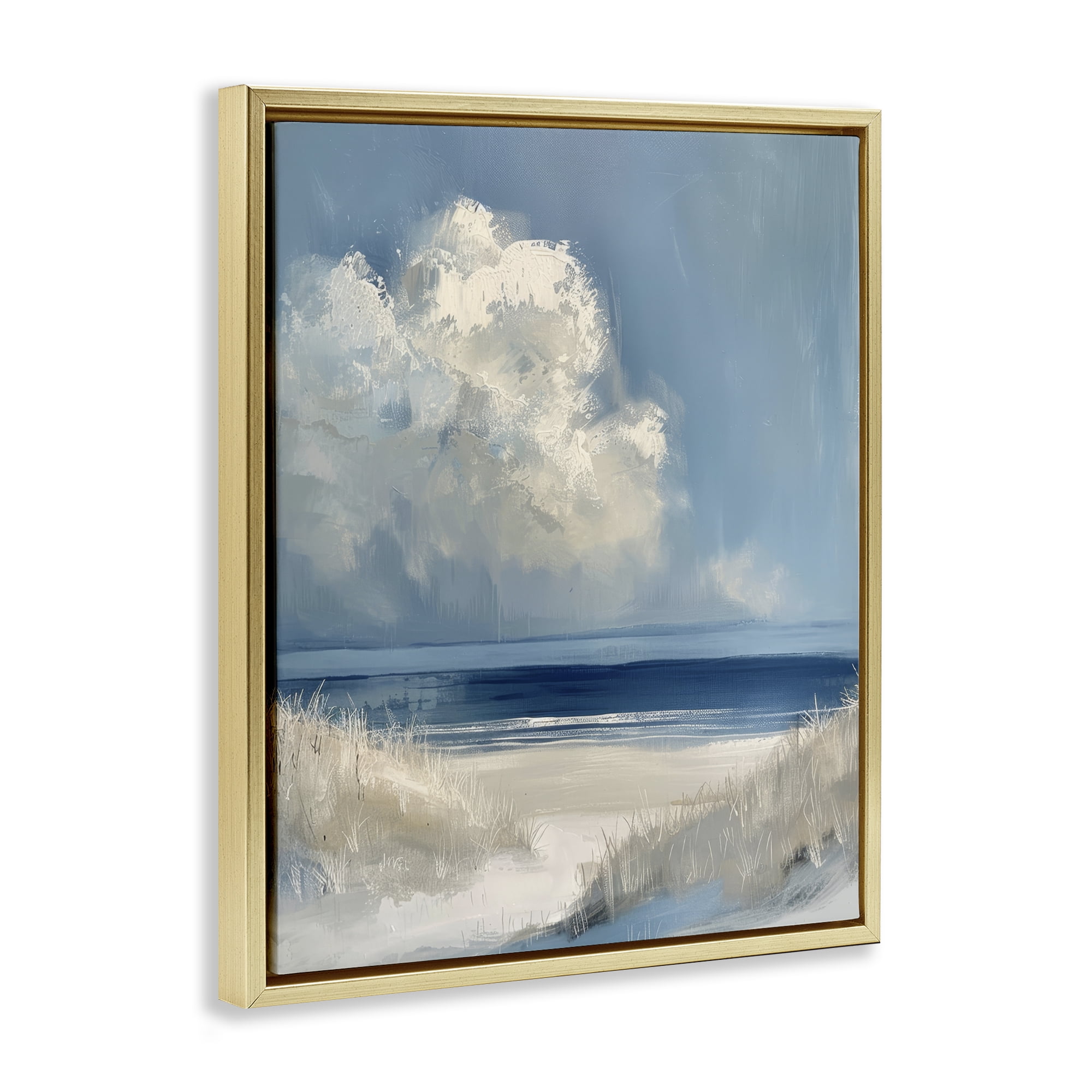 Stupell Industries Dark Waters Ahead Gold Framed Floater Canvas Wall Art, design by Petal Prints Design