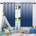 thumbnail image 6 of Nanqianyi Blue Ombre Blackout Curtains with Grommet, Room Darkening Window Drapes for Living Room/Bedroom,2 Panels, 52x63 inches, 6 of 8