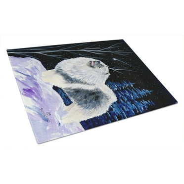 Carolines Treasures SS8357LCB Starry Night Keeshond Glass Cutting Board Large 12H x 16W multicolor