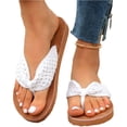 thumbnail image 4 of IEMIEMIEM Women's Crochet Lace Flip Flops 2026 Boho Comfortable Thong Sandals with Flat Sole for Summer Beach Wear Beige 10 Wide, 4 of 8