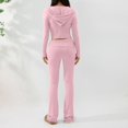 thumbnail image 6 of HOWPAY Women Sweater Set 2 Piece Solid Color Long Sleeve Knitted Hooded Sweater Top Wide Leg Pants Sweatsuits Casual Loose Lounge Sets Pink S, 6 of 6