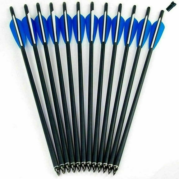 FUTATA 12 Pack Crossbow Bolt Carbon Fiber Crossbow Arrows 20", 8mm Crossbow Bolt Archery Carbon Arrows For Crossbow Hunting Or Archery Practice With 4" Blade Arrow/Tip (Blue)