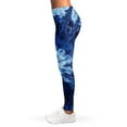 thumbnail image 3 of Blue Japanese Wave Pattern Print Leggings, Art Anime Sexy Yoga Leggings For Women., 3 of 5