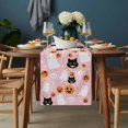 thumbnail image 2 of Halloween Pink Table Runner - 90 Inch Long, Kitchen Dining Table Runner Dresser Scarves, Black White Ghost Orange Skull Pumpkin Farmhouse Decor for Coffee Tables Wedding Party Banquet, 2 of 8