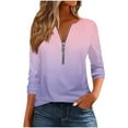 thumbnail image 2 of Guieoi Womens Tops Plus Size 2025 Trendy Womens Casual Printed Round Neck Long Sleeve T-shirt Blouse Zipper Tops Pink Black*Friday/Cyber*Monday Clearance, 2 of 5