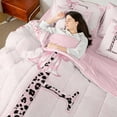 thumbnail image 4 of Castle Fairy Monogrammed Letter 7-Piece Twin Bedding Sets,Leopard Print Bedding Comforter Set,Kawaii Bow Breathable Sheet Sets,Ultra Soft Floral Home Decor,Reversible, 4 of 8