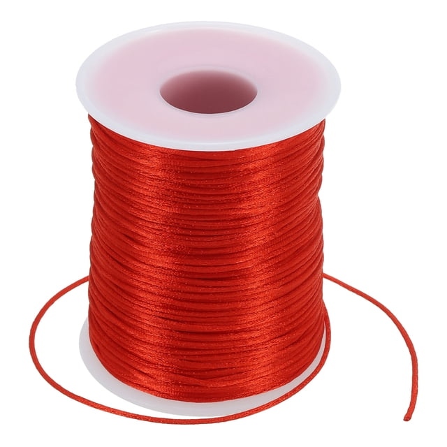 Unique Bargains Corde en Satin de Nylon 1,5 mm x 109 Yard Corde Tressée pour Perles 1,5 mm, Rouge