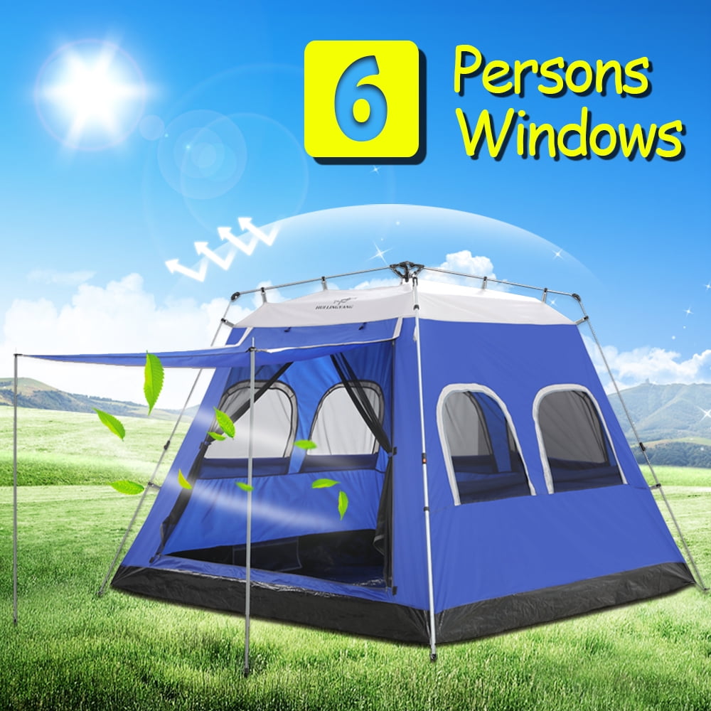 4/5/6 Person Camping Tent Cabin Dome with Awning 6 People Family Easy