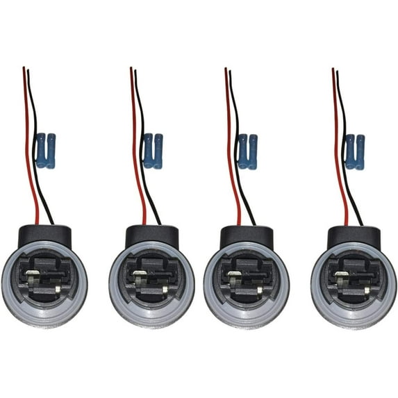 (SET OF FOUR) Muzzys 3156/4156 Wire Harness Pigtail Socket for LED and Standard Bulbs Turn Signal, Brake Light, DRL, Daytime Running Lights, Backup, Reverse Lights