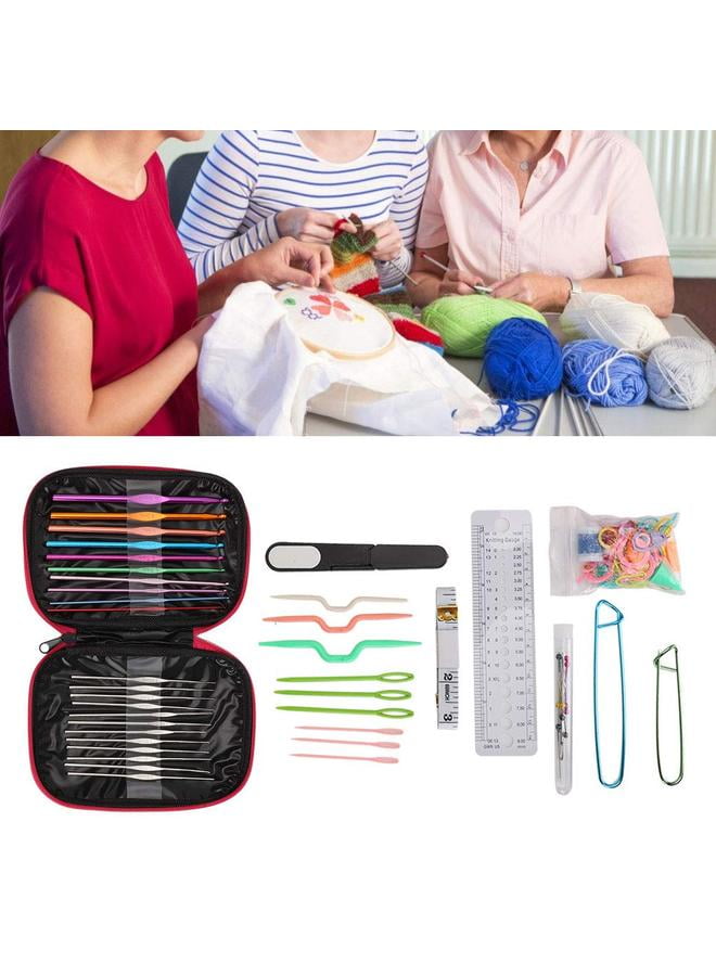 100-Piece Crochet Weaving Tool Kit Multicolour， Metal Crochet Hook Set Sweater Knitting Tool Crochet Set Needles Sewing Tools Kit with DIY Accessories