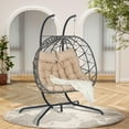 thumbnail image 3 of SEGMART 2-Person Hanging Swing Chair with Stand, Double Hanging Egg Chair with Cushion and Pillow, Foldable Wicker Rattan Patio Basket Hanging Chair for Indoor Outdoor Garden, Khahi, 3 of 10