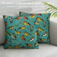 thumbnail image 3 of Birds Throw Pillow Cushion Cover, Roosting Eastern Sparrow and Flying American Goldfinch with Tiny Bird Foot Prints, Decorative Square Accent Pillow Case,, Multicolor, 3 of 5