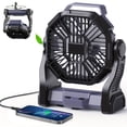 thumbnail image 5 of 3-in-1 Portable Camping Fan w/ LED Lantern & Timer, Rechargeable Battery Operated for Tents, BBQ, Travel, 5 of 17