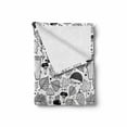 thumbnail image 2 of Hedgehog Soft Flannel Fleece Throw Blanket, Ecological Nature Elements Woodland Pattern Black and White Doodle Composition, Cozy Plush for Indoor and Outdoor Use, 50" x 60", Black White, by Ambesonne, 2 of 6