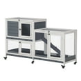 thumbnail image 1 of PawHut Rabbit Hutch Bunny Cage Elevated with Tray Grey 58x18x35, 1 of 10