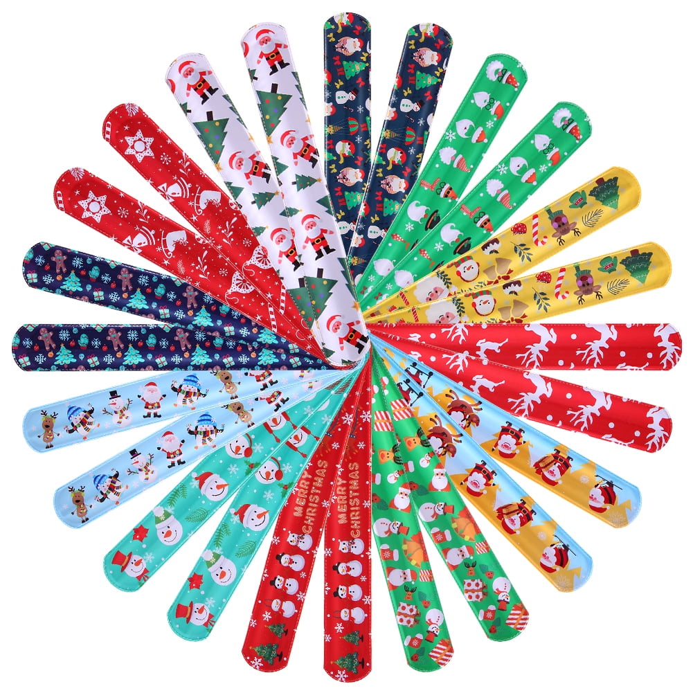 Christmas Slap Bracelets Wristband Pat Circle Handcuff Bracelet for Kids